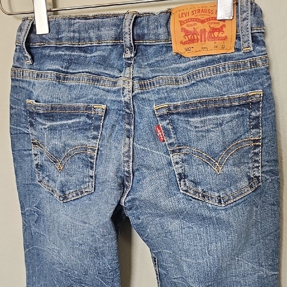 Levi's Light Blue Denim 502 Regular Taper Boy's Adjustable Waist Pants Size 8 - Picture 6 of 7
